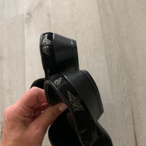 The Flexx Sisley‎ stars print Mules suede leather festive sz 8 1/2 sparkly black - Picture 3 of 12